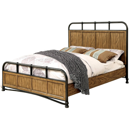 Yeller Industrial Pipe-Inspired King Bed in Dark Oak - living-essentials