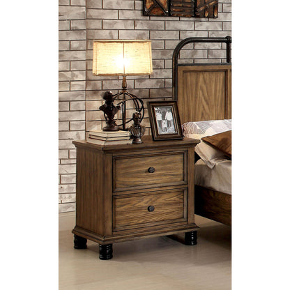 Yeller Industrial 2-Drawer Nightstand in Dark Oak - living-essentials