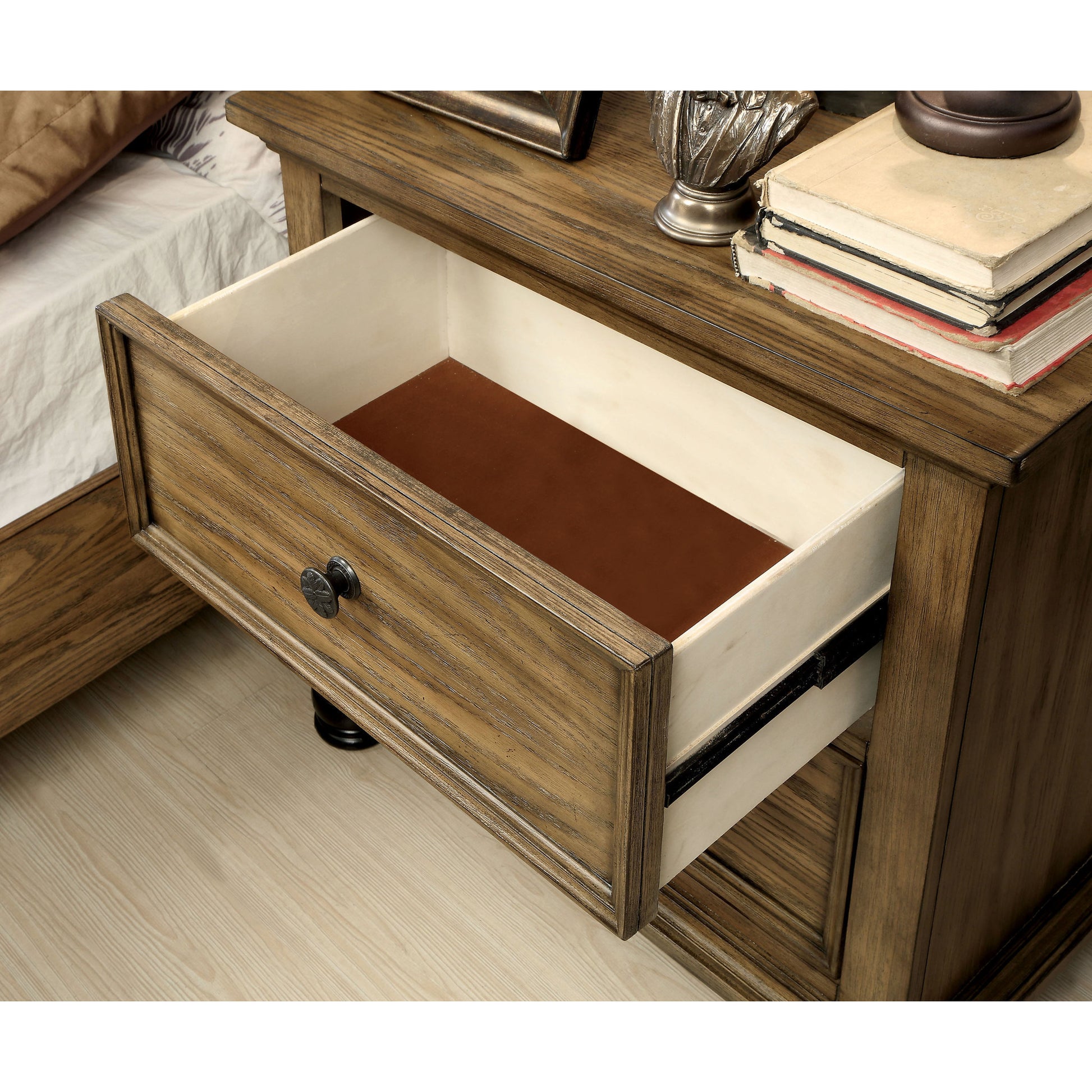 Yeller Industrial 2-Drawer Nightstand in Dark Oak - living-essentials
