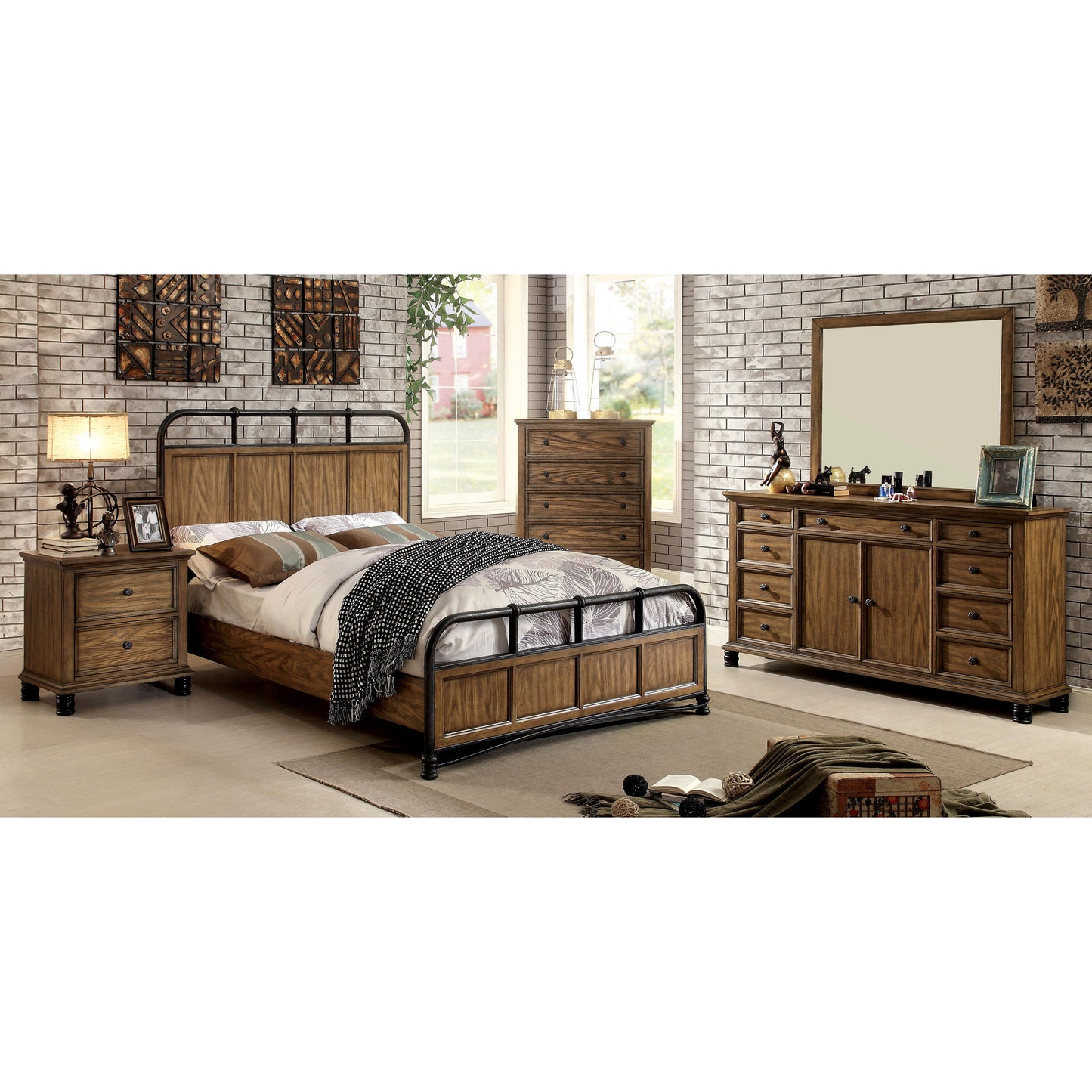 Yeller Industrial 2-Drawer Nightstand in Dark Oak - living-essentials