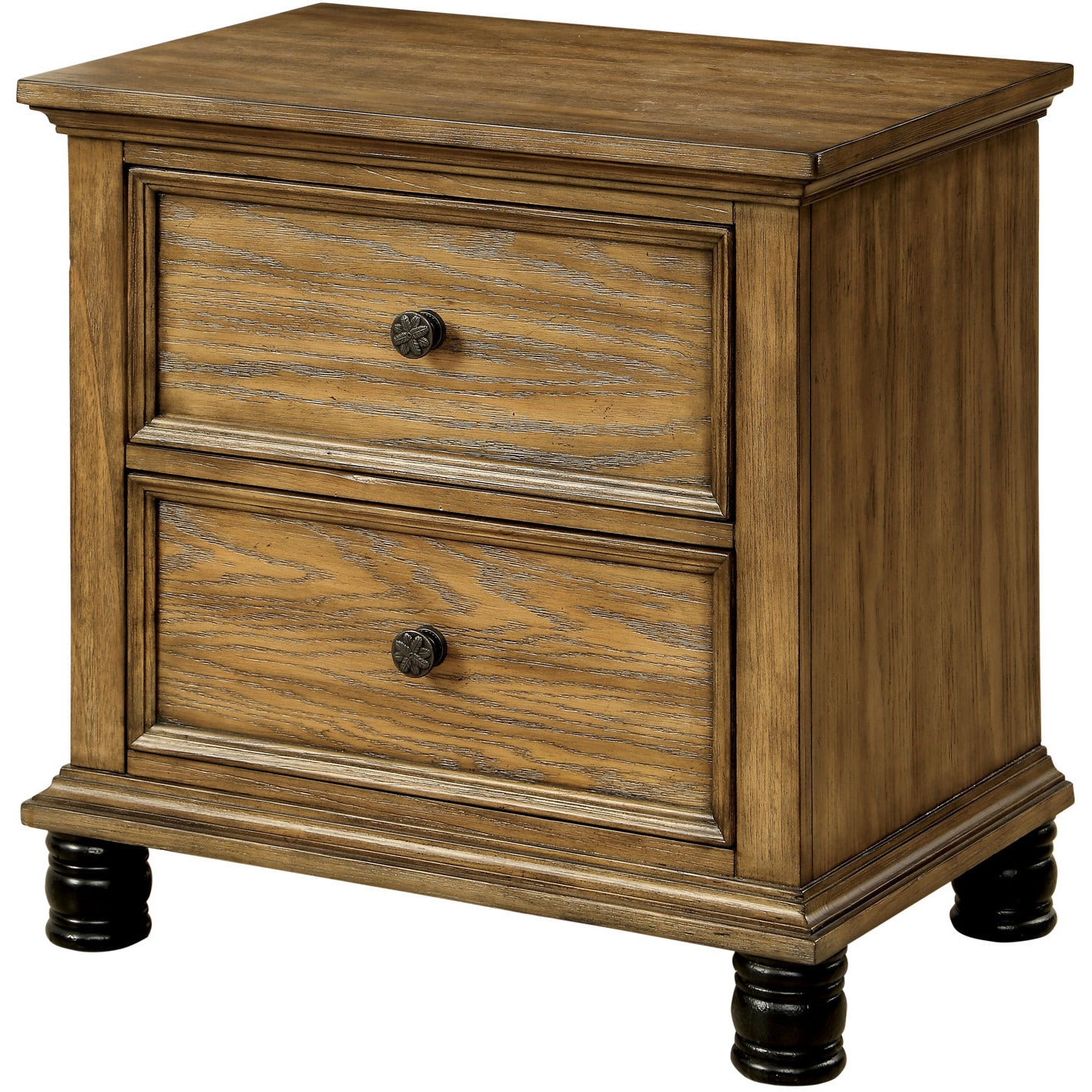 Yeller Industrial 2-Drawer Nightstand in Dark Oak - living-essentials