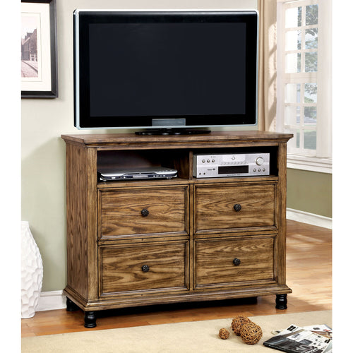 Yeller Industrial 4-Drawer Media Stand in Dark Oak - living-essentials