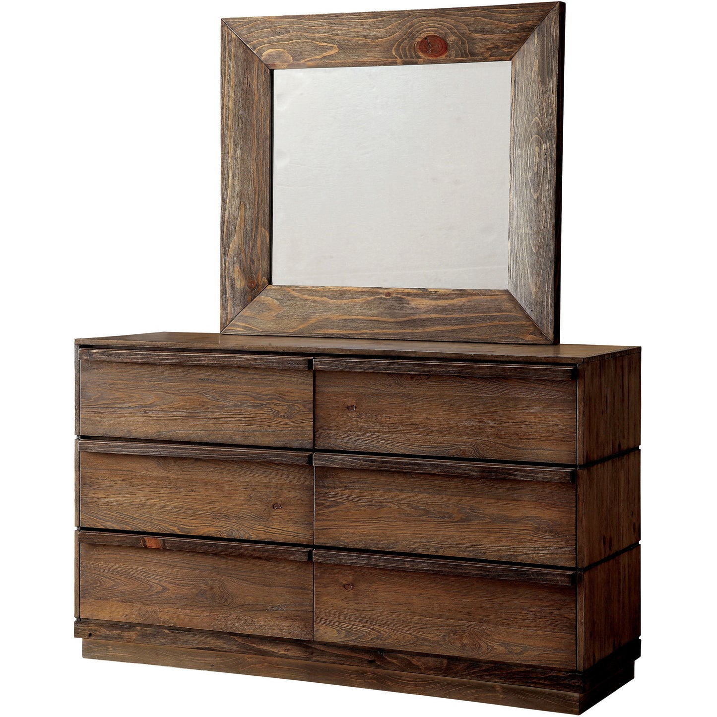 Boggs Transitional Dresser and Mirror Set in Rustic Natural Tone - living-essentials