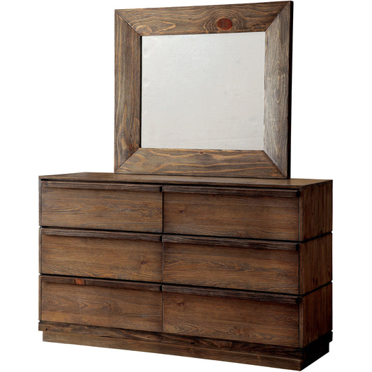 Boggs Transitional Dresser and Mirror Set in Rustic Natural Tone - living-essentials