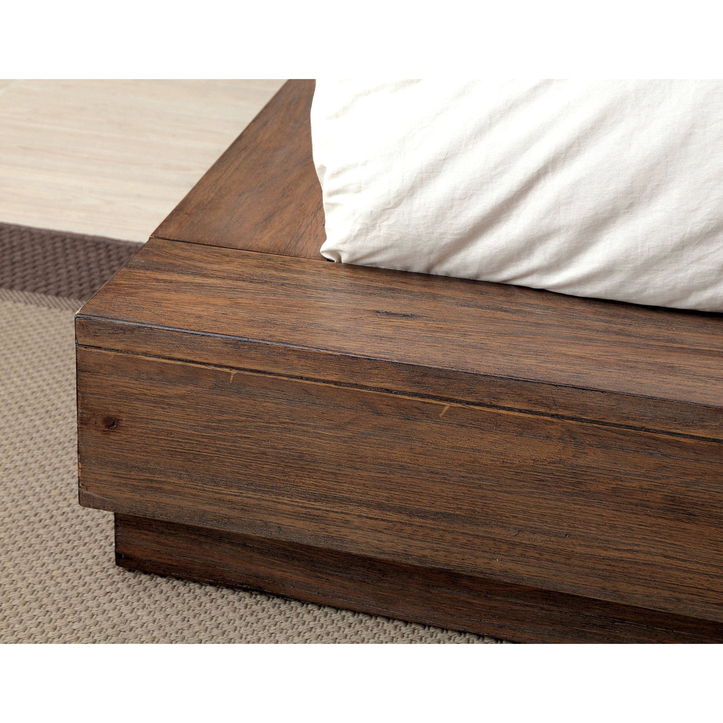 Boggs Transitional Low Profile California King Bed in Rustic Natural Tone - living-essentials