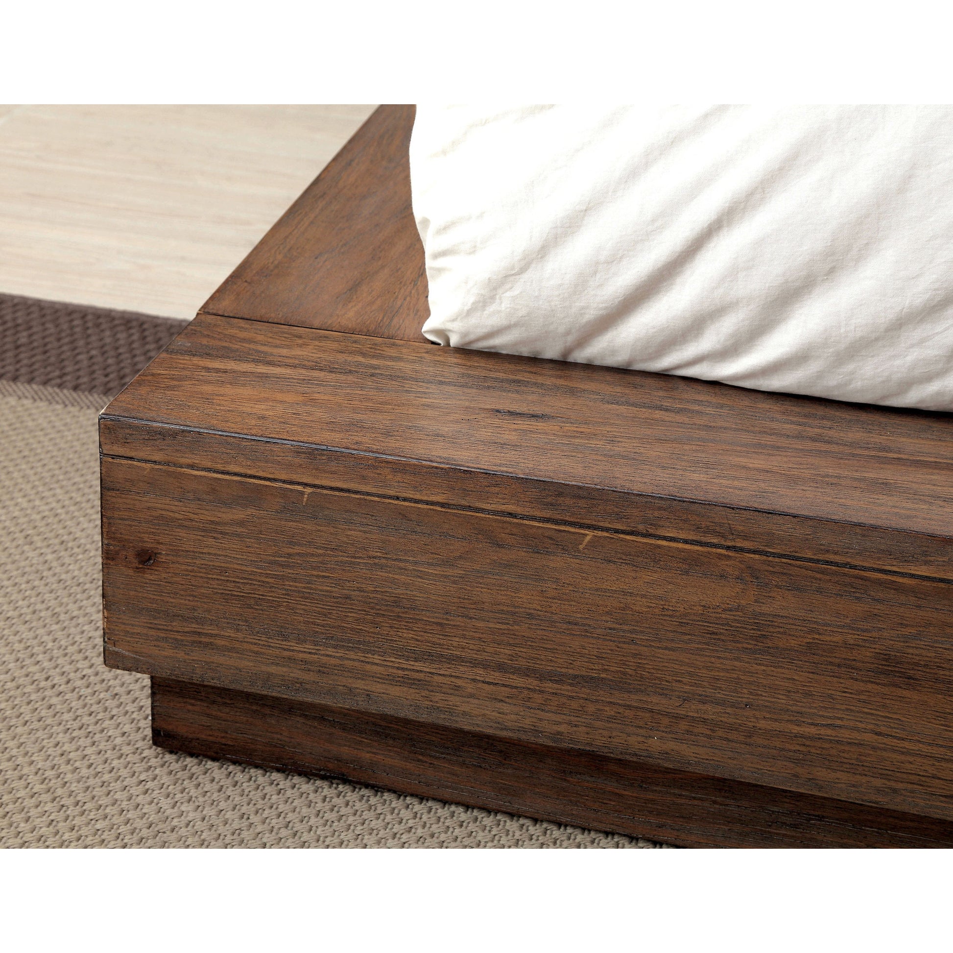 Boggs Transitional Low Profile California King Bed in Rustic Natural Tone - living-essentials