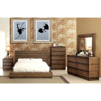 Boggs Transitional Low Profile California King Bed in Rustic Natural Tone - living-essentials