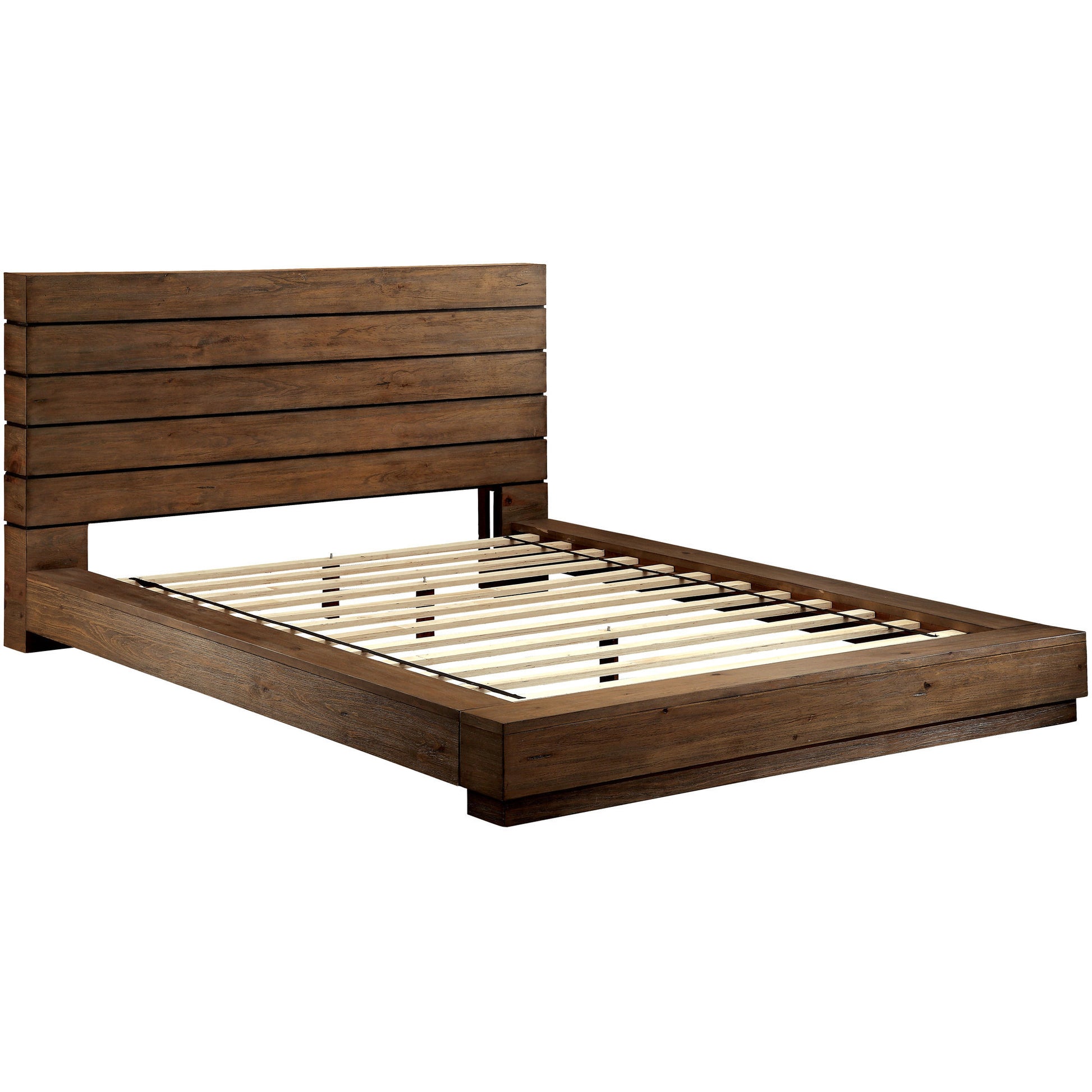 Boggs Transitional Low Profile California King Bed in Rustic Natural Tone - living-essentials