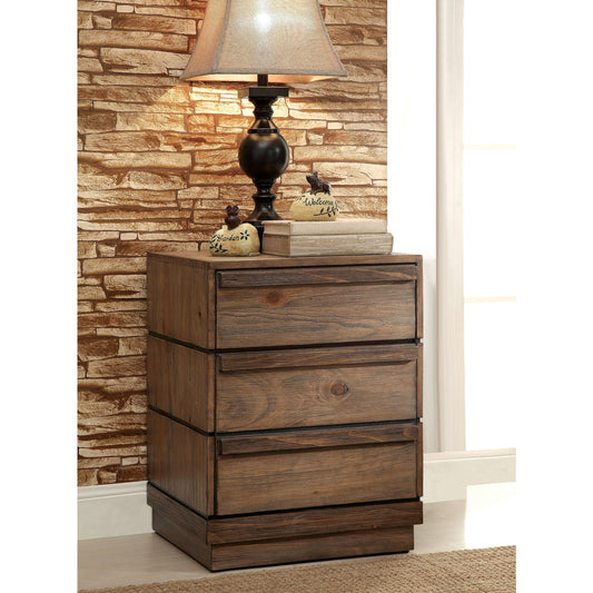 Boggs Transitional 3-Drawer Nightstand in Rustic Natural Tone - living-essentials
