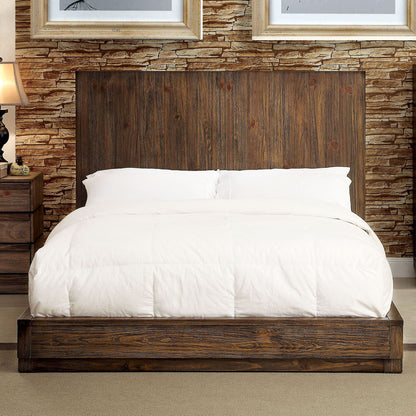 Verda Transitional Low Profile California King Bed in Rustic Natural Tone - living-essentials