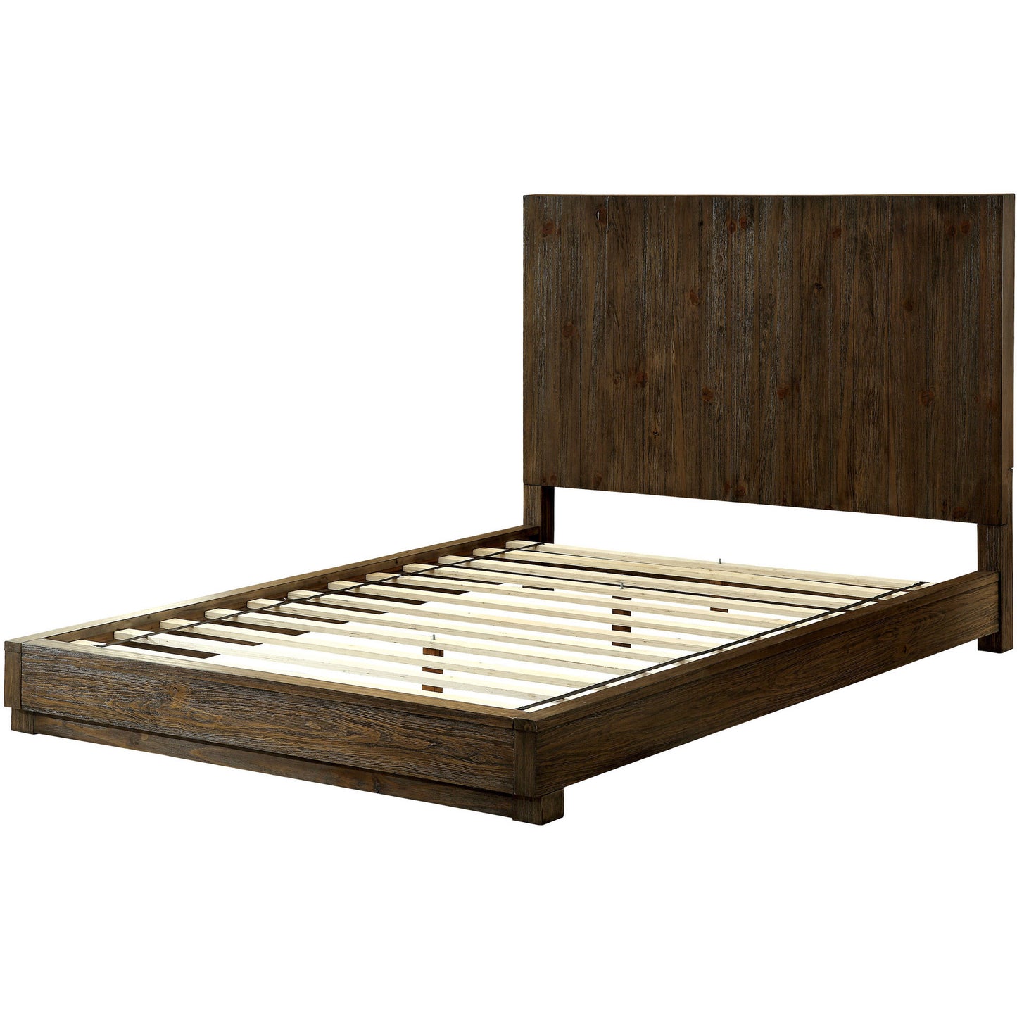 Verda Transitional Low Profile California King Bed in Rustic Natural Tone - living-essentials