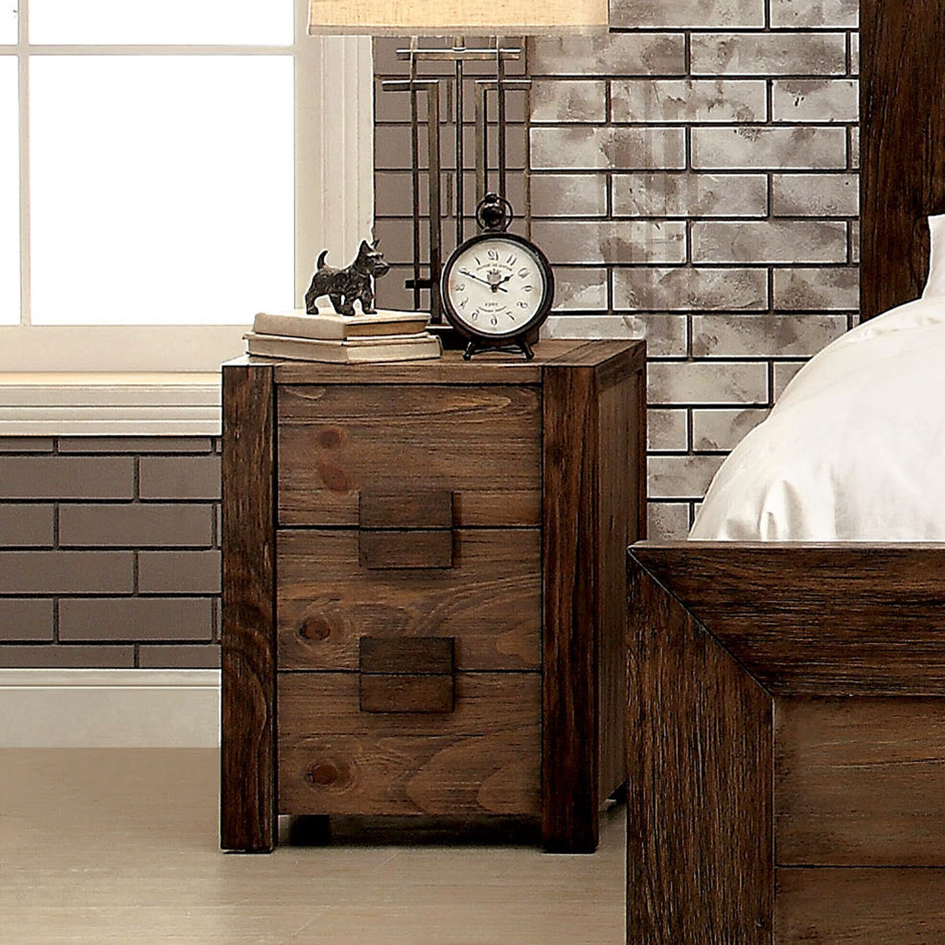 Claude Transitional 2-Drawer Nightstand in Rustic Natural Tone - living-essentials