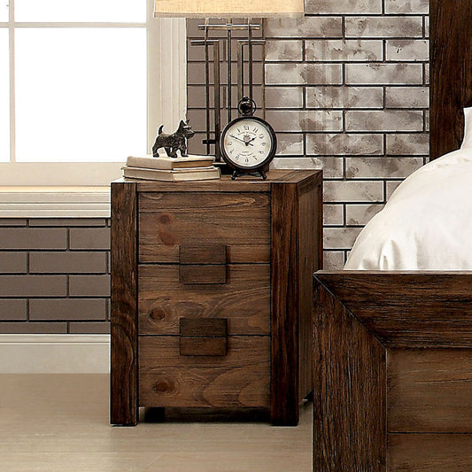 Claude Transitional 2-Drawer Nightstand in Rustic Natural Tone - living-essentials