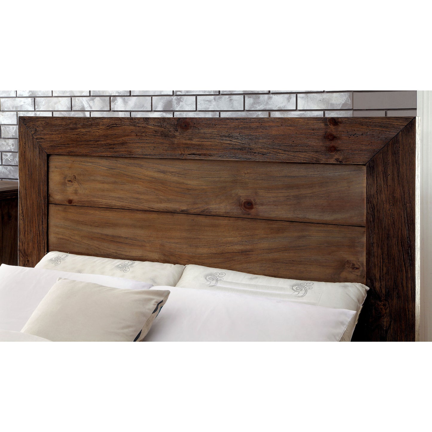 Claude Transitional Plank Style Queen Bed in Rustic Natural Tone - living-essentials