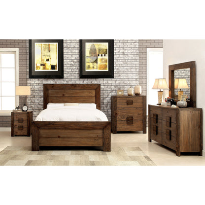 Claude Transitional Plank Style Queen Bed in Rustic Natural Tone - living-essentials