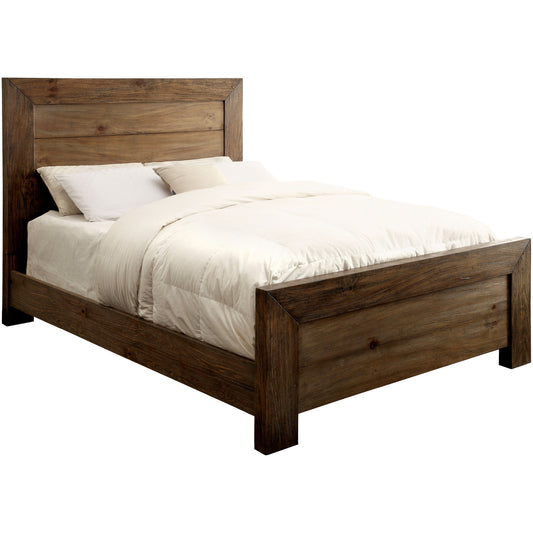 Claude Transitional Plank Style Queen Bed in Rustic Natural Tone - living-essentials