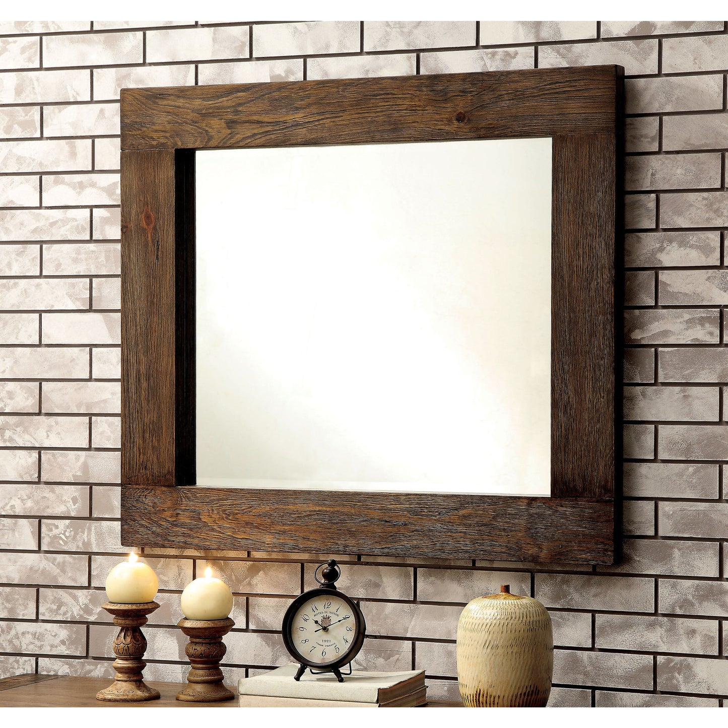 Moline Transitional Dresser and Mirror Set in Rustic Natural Tone - living-essentials