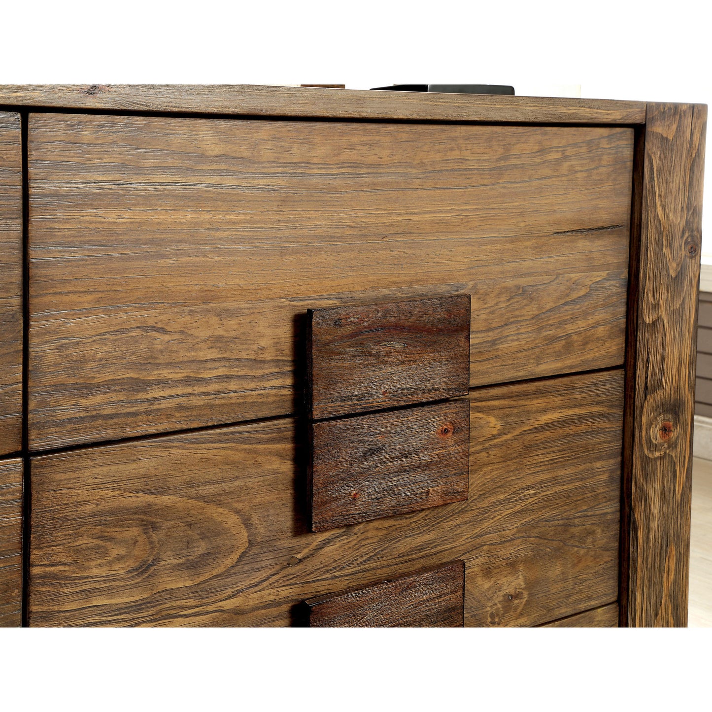 Moline Transitional Dresser and Mirror Set in Rustic Natural Tone - living-essentials