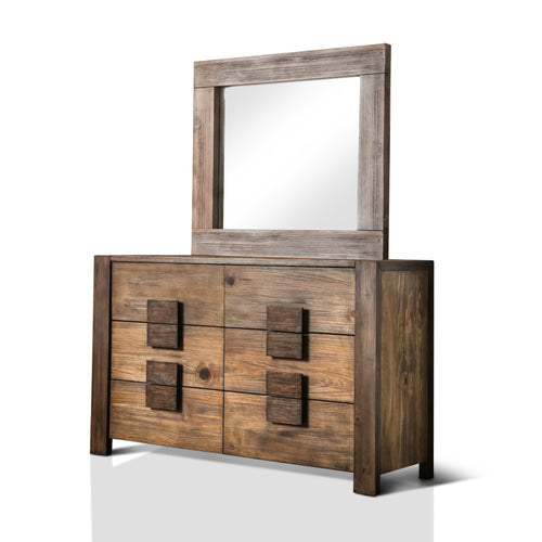 Moline Transitional Dresser and Mirror Set in Rustic Natural Tone - living-essentials