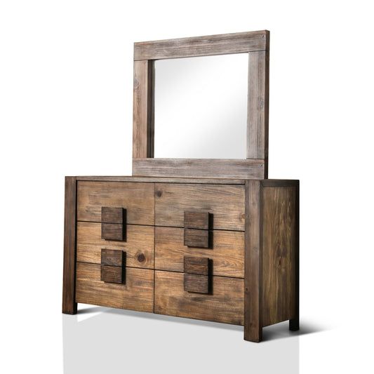 Moline Transitional Dresser and Mirror Set in Rustic Natural Tone - living-essentials
