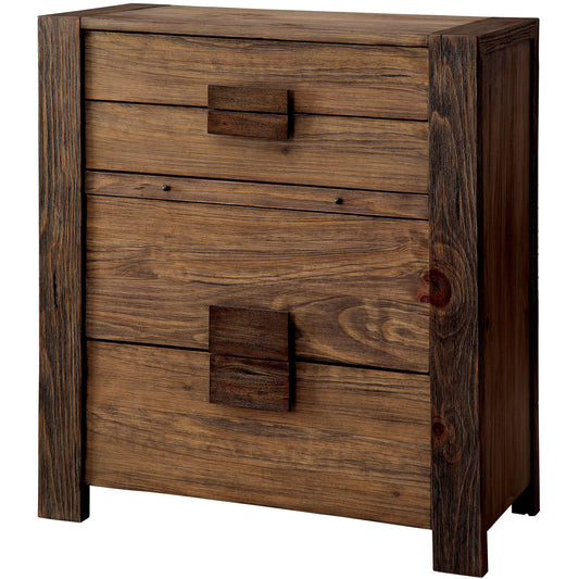 Moline Transitional 4-Drawer Chest with Writing Tray in Rustic Natural Tone - living-essentials