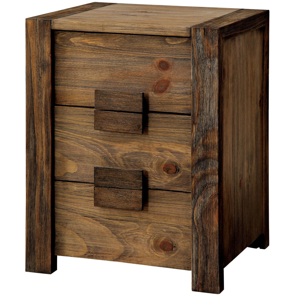 Moline Transitional 2-Drawer Nightstand in Rustic Natural Tone - living-essentials