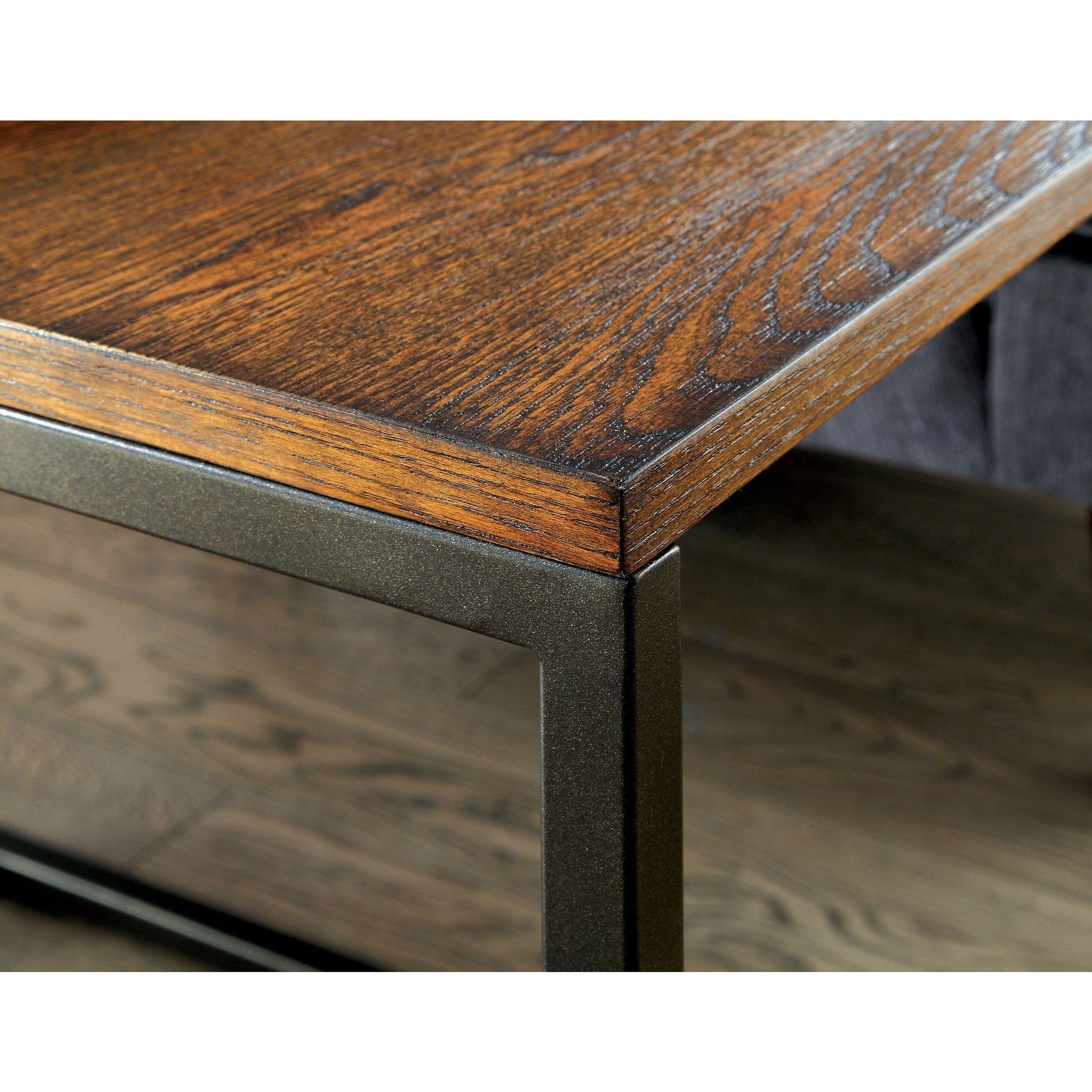 Vania Industrial Rectangular Nesting Table Set in Medium Weathered Oak - living-essentials