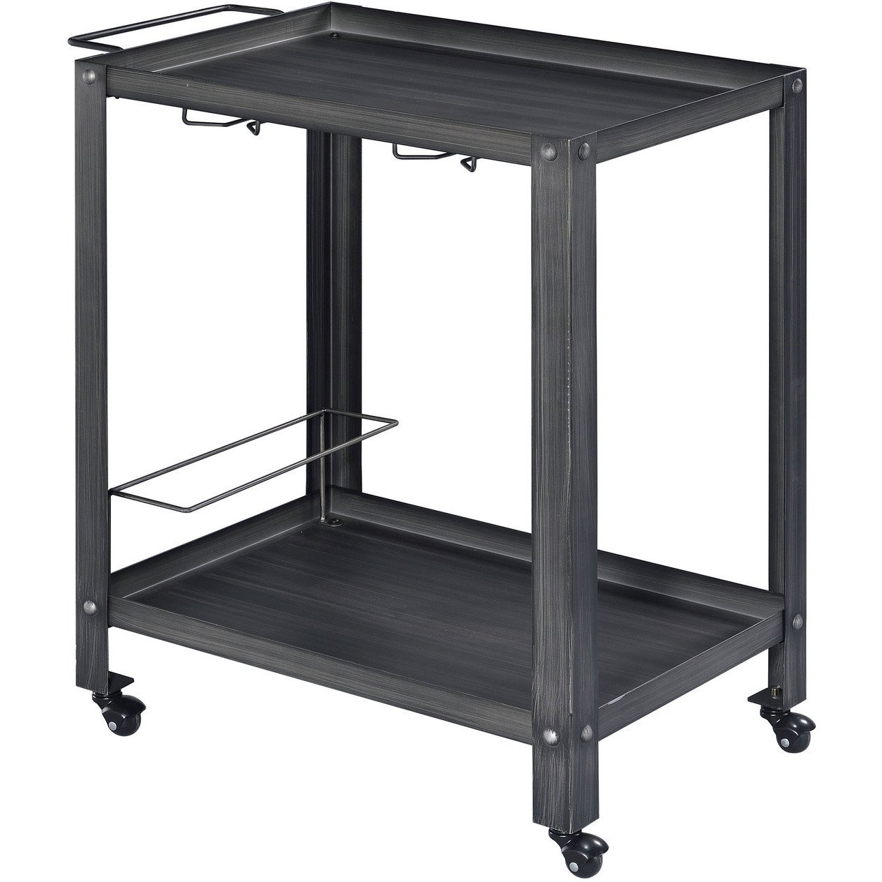 Ridlon Transitional Metal Serving Cart in Black and Brushed Silver - living-essentials