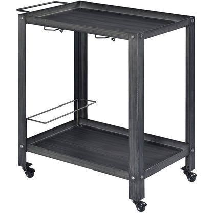 Ridlon Transitional Metal Serving Cart in Black and Brushed Silver - living-essentials