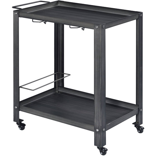 Ridlon Transitional Metal Serving Cart in Black and Brushed Silver - living-essentials