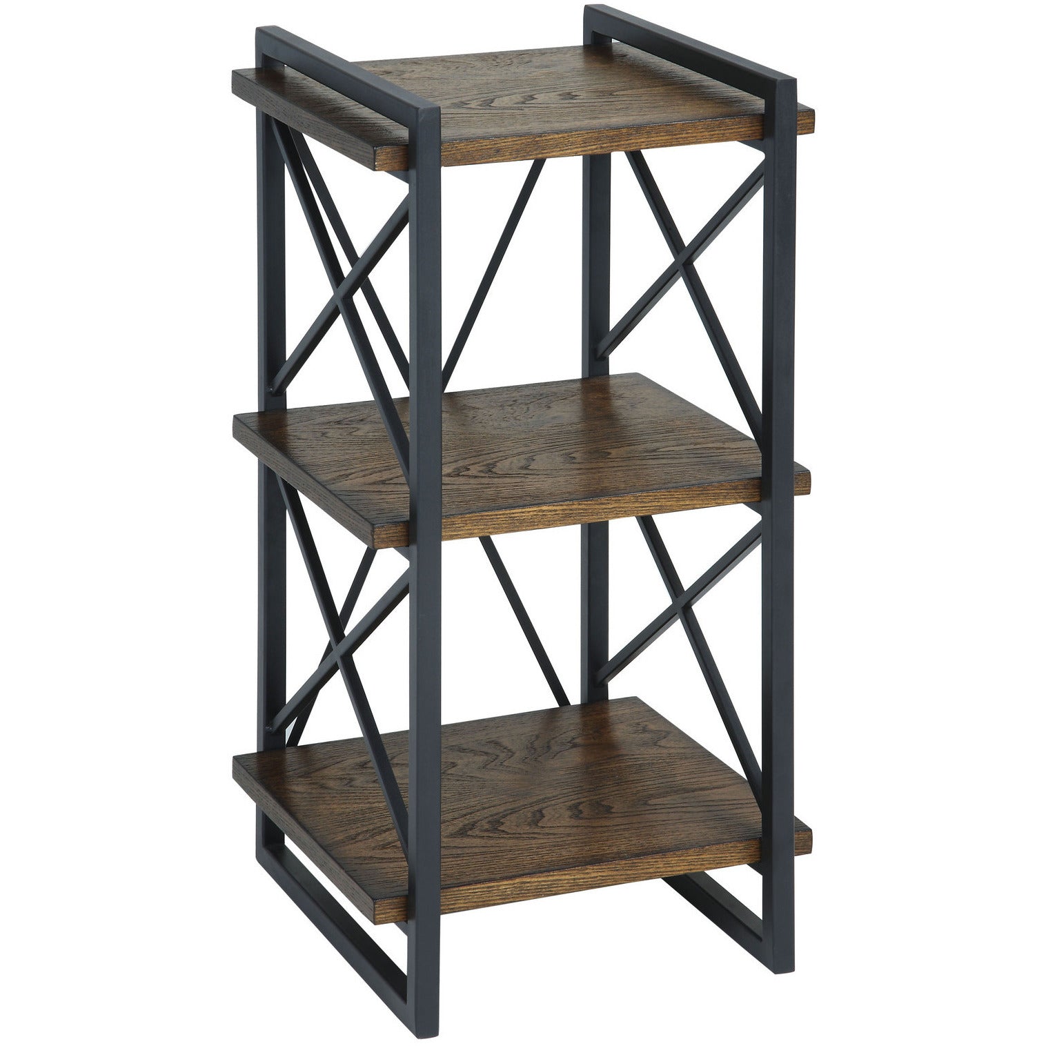Donte I Transitional 3-Tier Display Shelf in Medium Weathered Oak - living-essentials