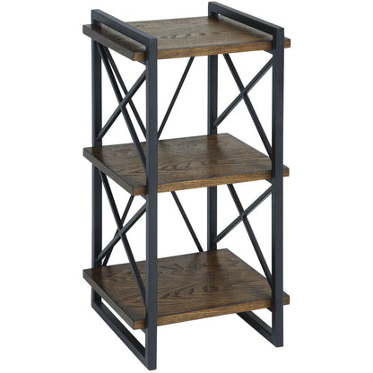 Donte I Transitional 3-Tier Display Shelf in Medium Weathered Oak - living-essentials