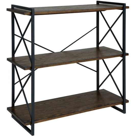 Donte II Transitional 3-Tier Display Shelf in Medium Weathered Oak - living-essentials