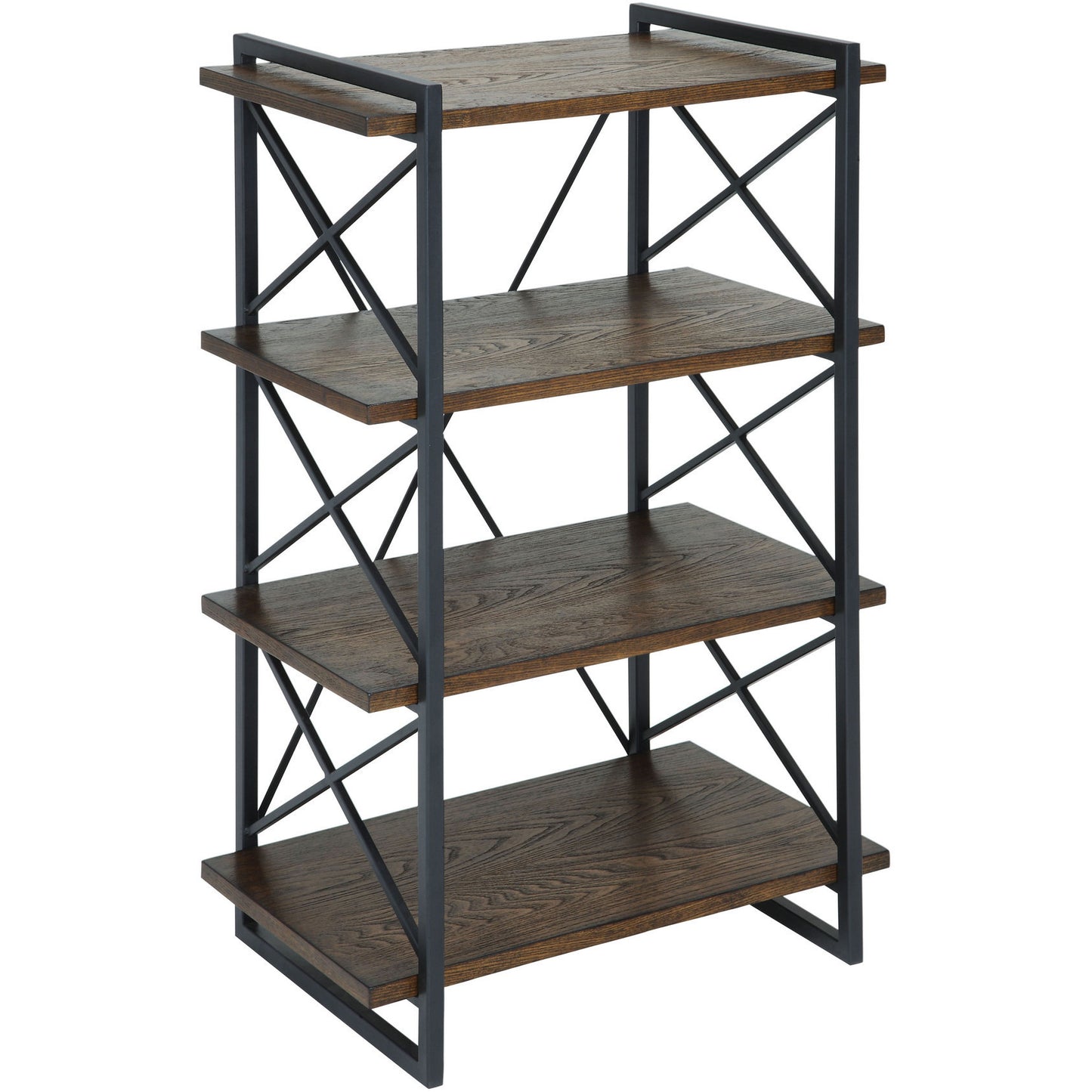 Donte III Transitional 4-Tier Display Shelf in Medium Weathered Oak - living-essentials