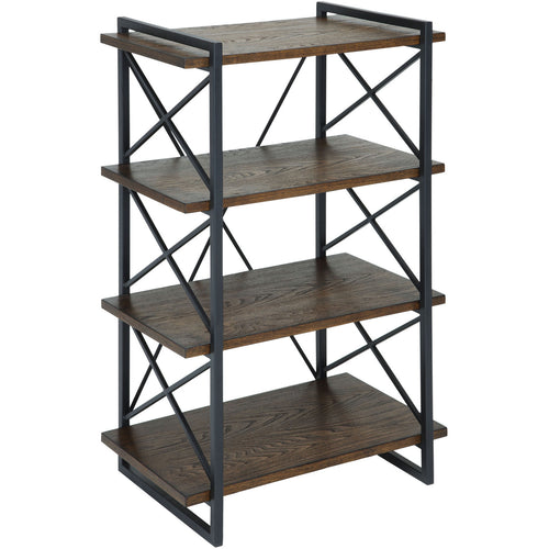 Donte III Transitional 4-Tier Display Shelf in Medium Weathered Oak - living-essentials