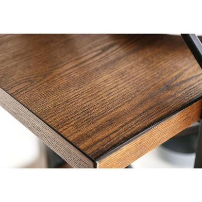 Donte V Transitional 5-Tier Display Shelf in Medium Weathered Oak - living-essentials