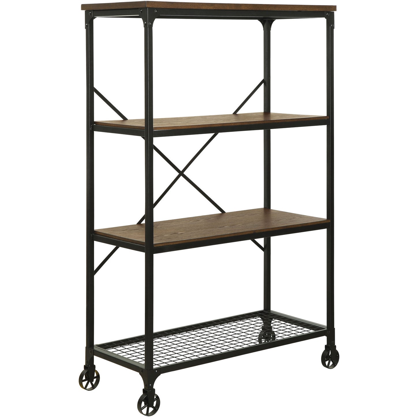 Noelia Industrial Large Bookshelf in Medium Oak - living-essentials