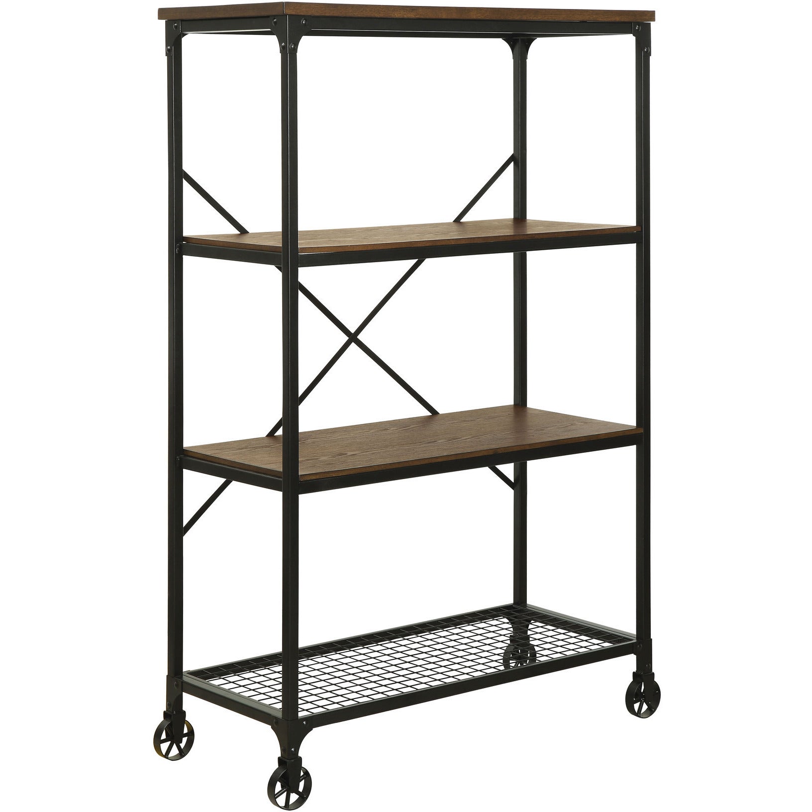 Noelia Industrial Large Bookshelf in Medium Oak - living-essentials