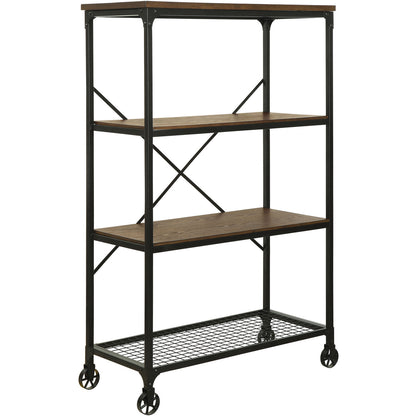 Noelia Industrial Large Bookshelf in Medium Oak - living-essentials