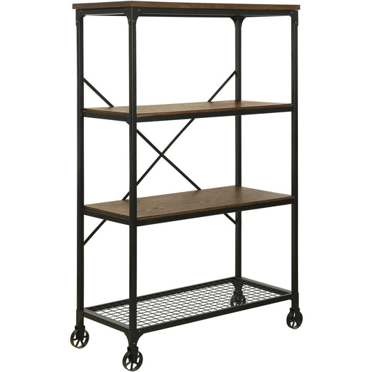 Noelia Industrial Large Bookshelf in Medium Oak - living-essentials