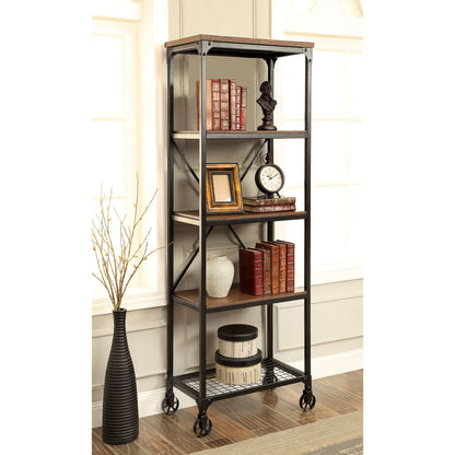 Noelia Industrial Small Bookshelf in Medium Oak - living-essentials