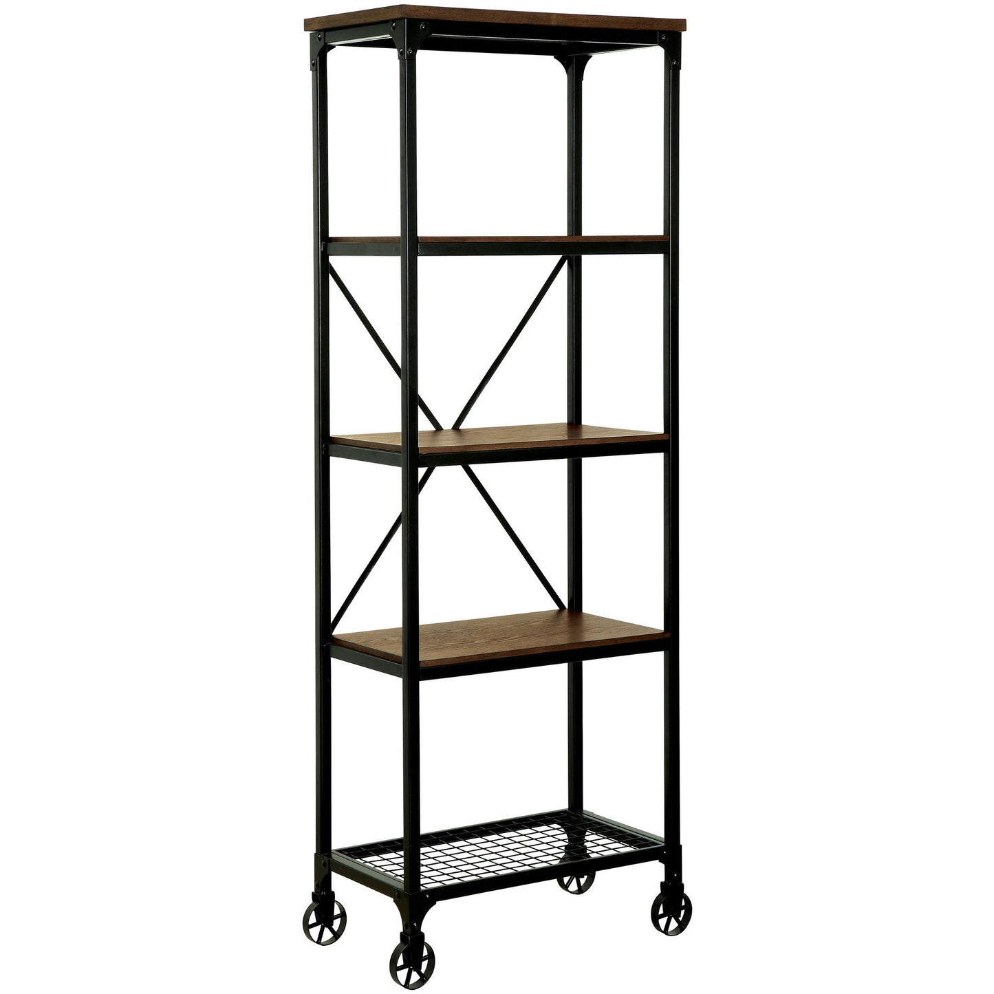 Noelia Industrial Small Bookshelf in Medium Oak - living-essentials