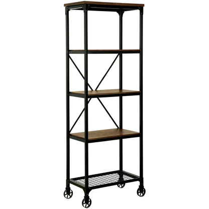 Noelia Industrial Small Bookshelf in Medium Oak - living-essentials