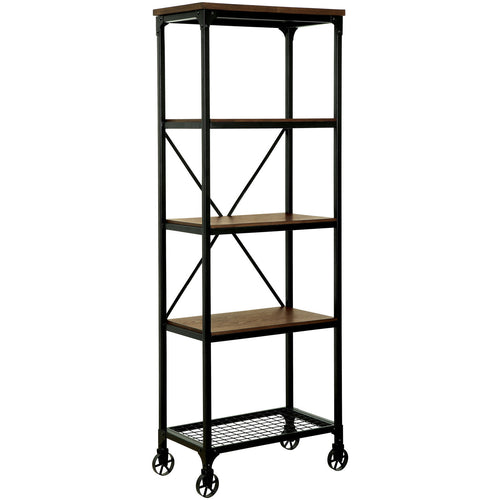 Noelia Industrial Small Bookshelf in Medium Oak - living-essentials