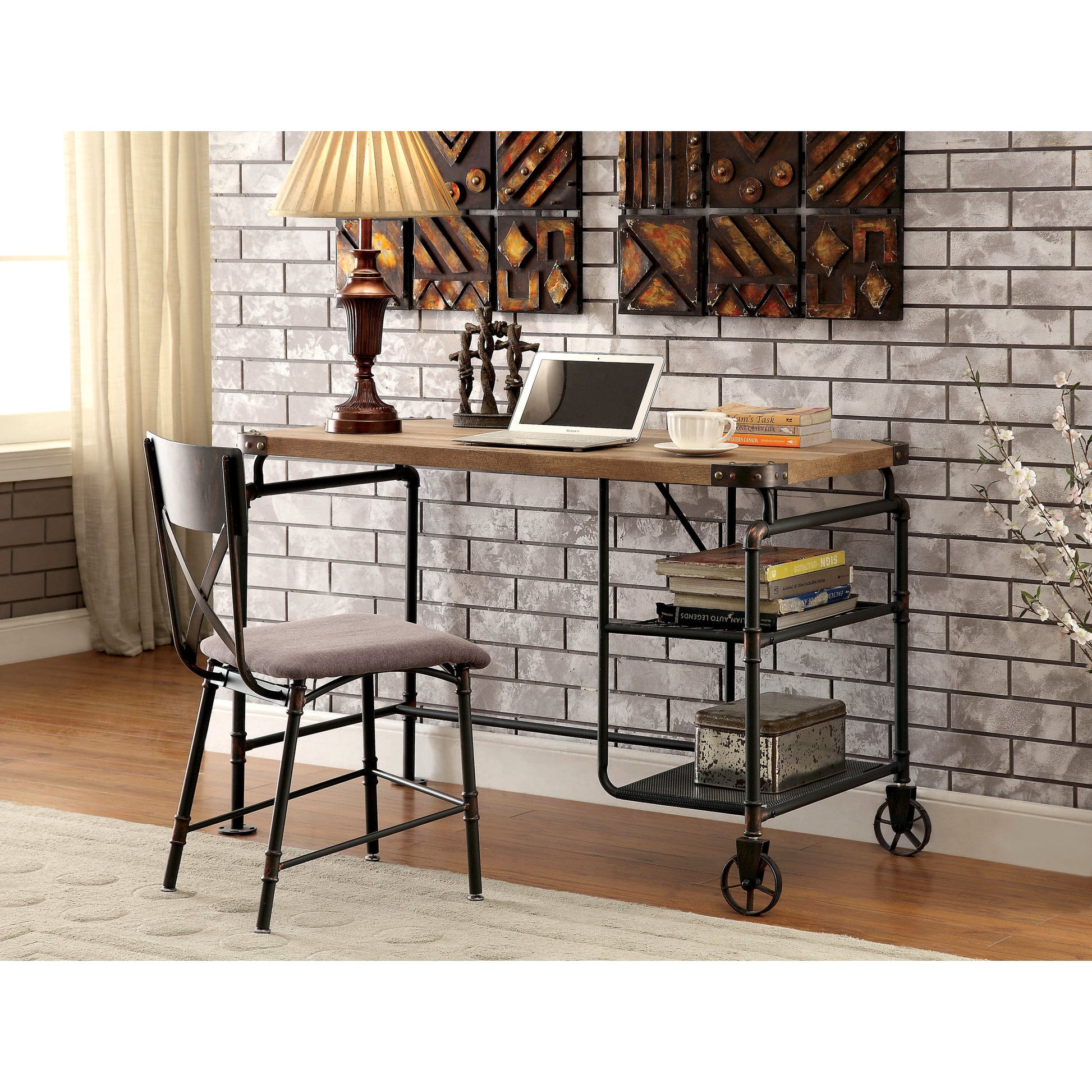 Stefan Industrial Fabric Chair in Antique Black - living-essentials