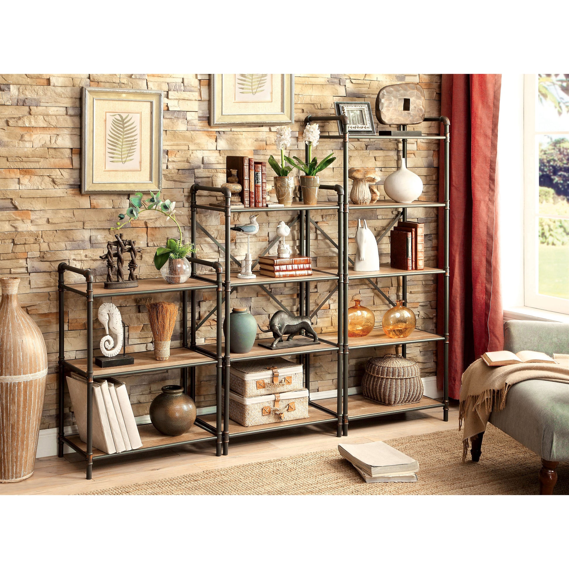 Irvin Industrial Large Display Shelf in Antique Black - living-essentials