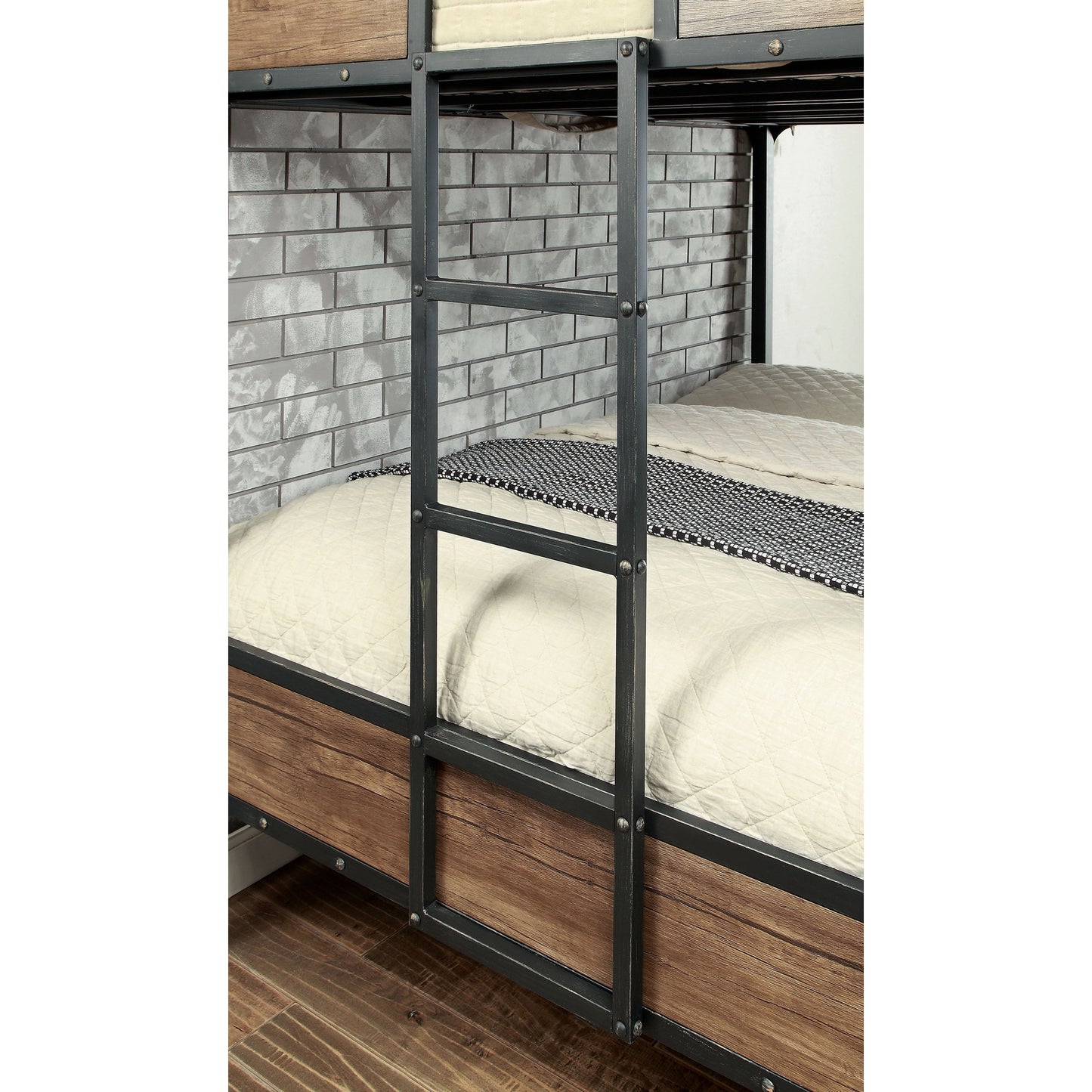 Joie Industrial Full Over Full Bunk Bed in Black - living-essentials
