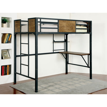 Joie Industrial Twin Over Workstation Bunk Bed in Black - living-essentials