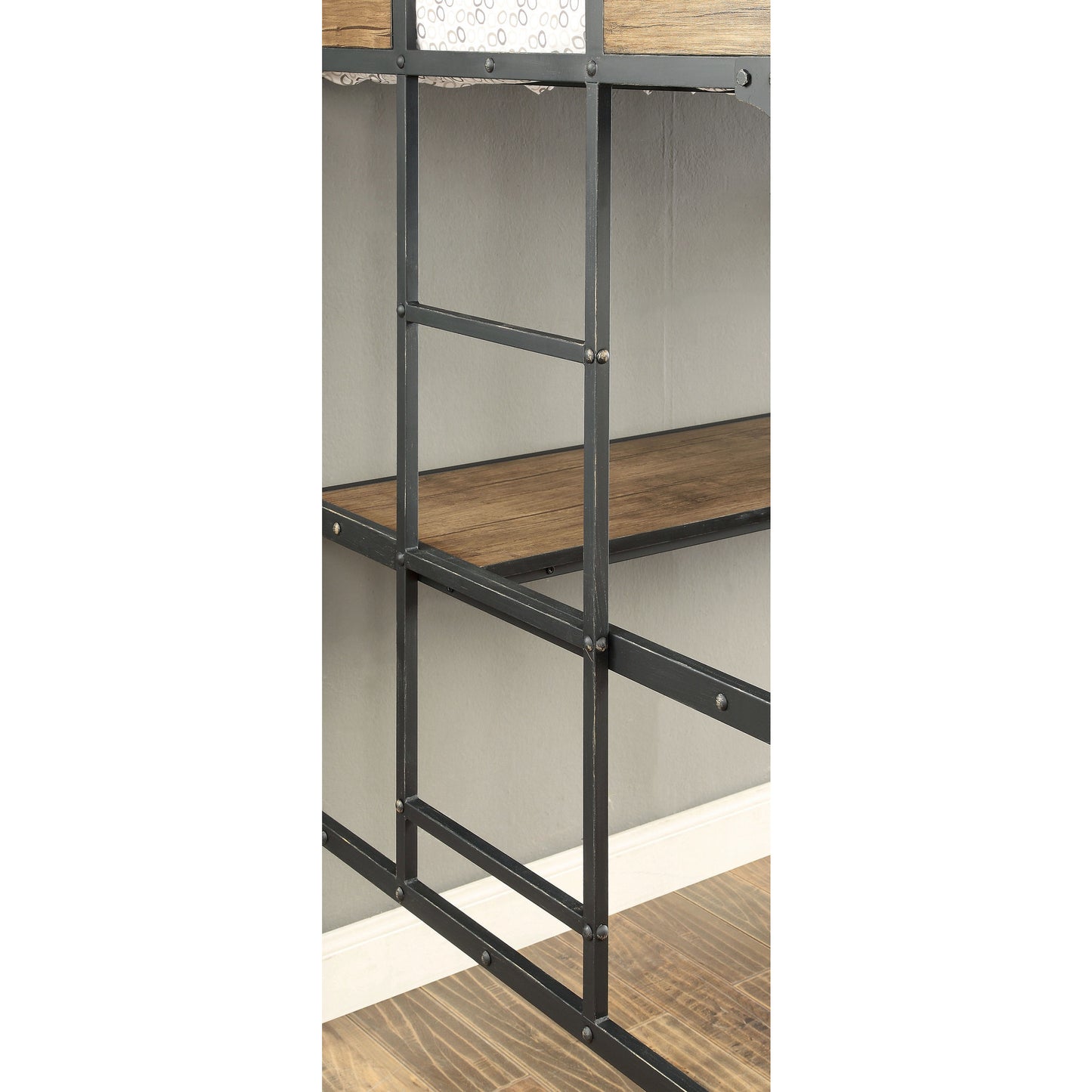 Joie Industrial Twin Over Workstation Bunk Bed in Black - living-essentials