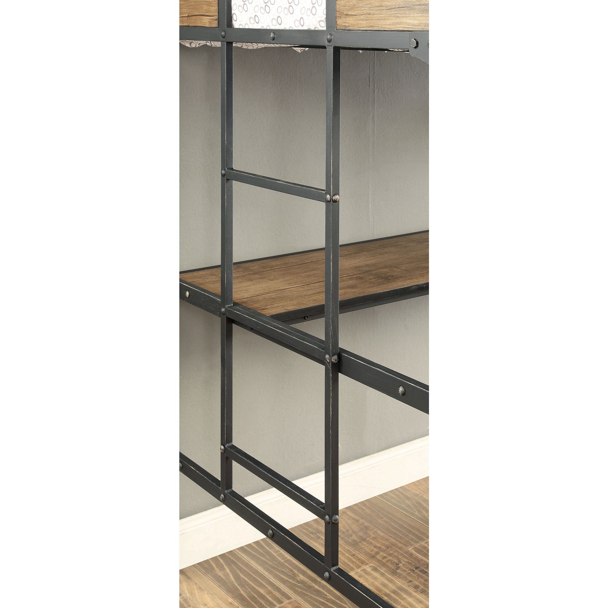 Joie Industrial Twin Over Workstation Bunk Bed in Black - living-essentials